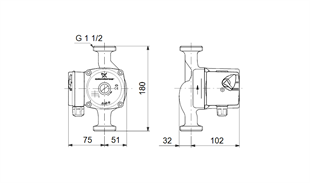 Grundfos UPS 25-60 N 3-hızlı, Islak Rotorlu, Paslanmaz Gövdeli Sirkülasyon Pompası